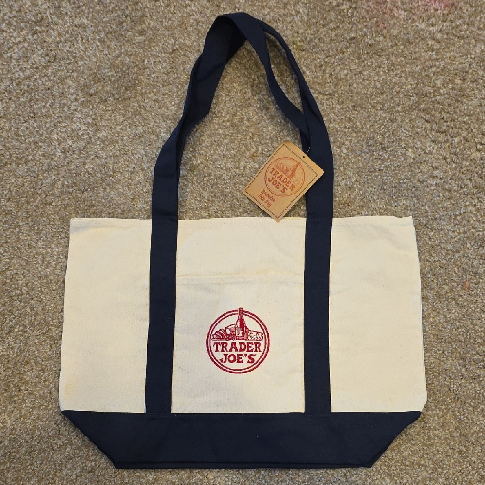 Trader Joe's Navy Blue Canvas Tote Bag